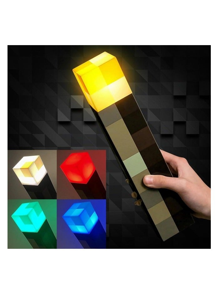 مصباح Minecraft Pixel Style القابل لإعادة الشحن بـ 4 ألوان هدية مثالية لمحبي ديكور المنزل والأطفال وطاولة الألعاب وغرفة النوم وغرفة اللعب - Image 1