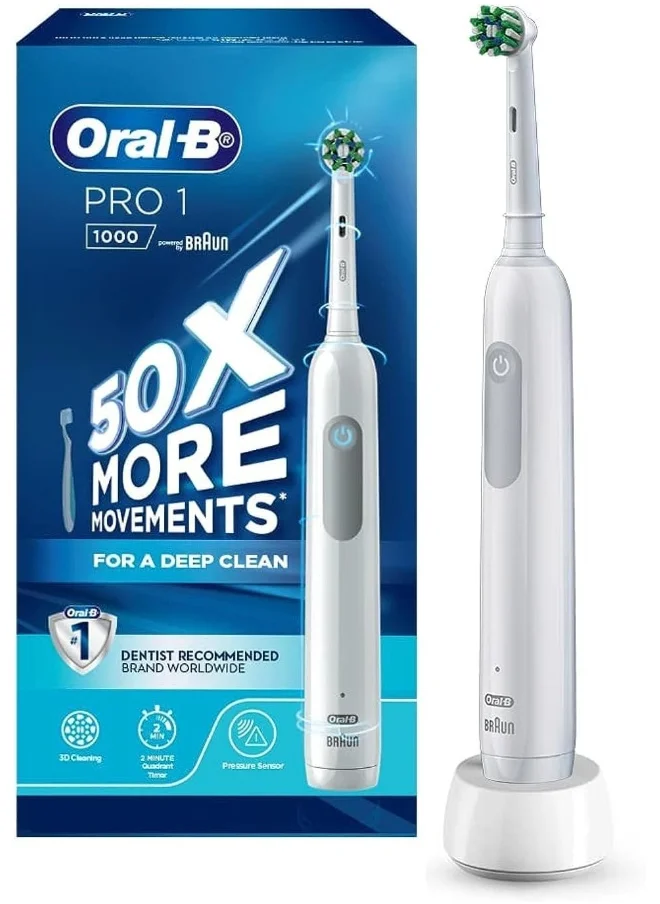 Oral-B D305.513.1 Pro 1 1000 Rechargeable Electric Toothbrush With Pressure Sensor