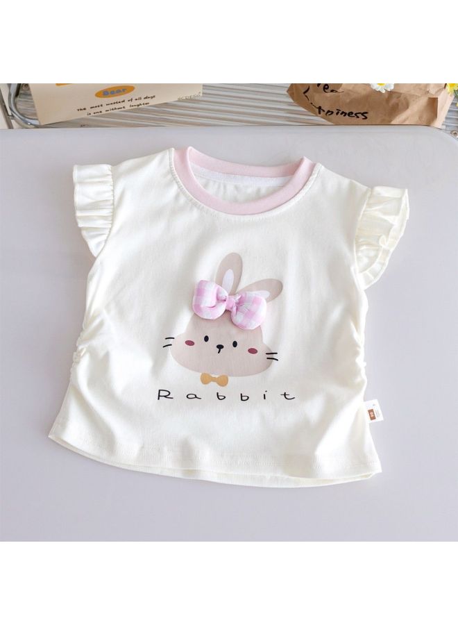 Girls' Cartoon Summer New Children's Clothing  Short-sleeve Tops Stylish Baby Flutter Sleeve Thin T-shirt Trendy