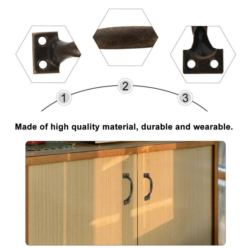 12Pcs 4 Inch Green Bronze Bow Handle Door Pulls Iron Cabinet Drawer Handles Antique Style - Image 4