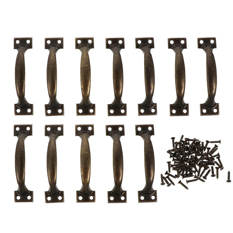 12Pcs 4 Inch Green Bronze Bow Handle Door Pulls Iron Cabinet Drawer Handles Antique Style - Image 2
