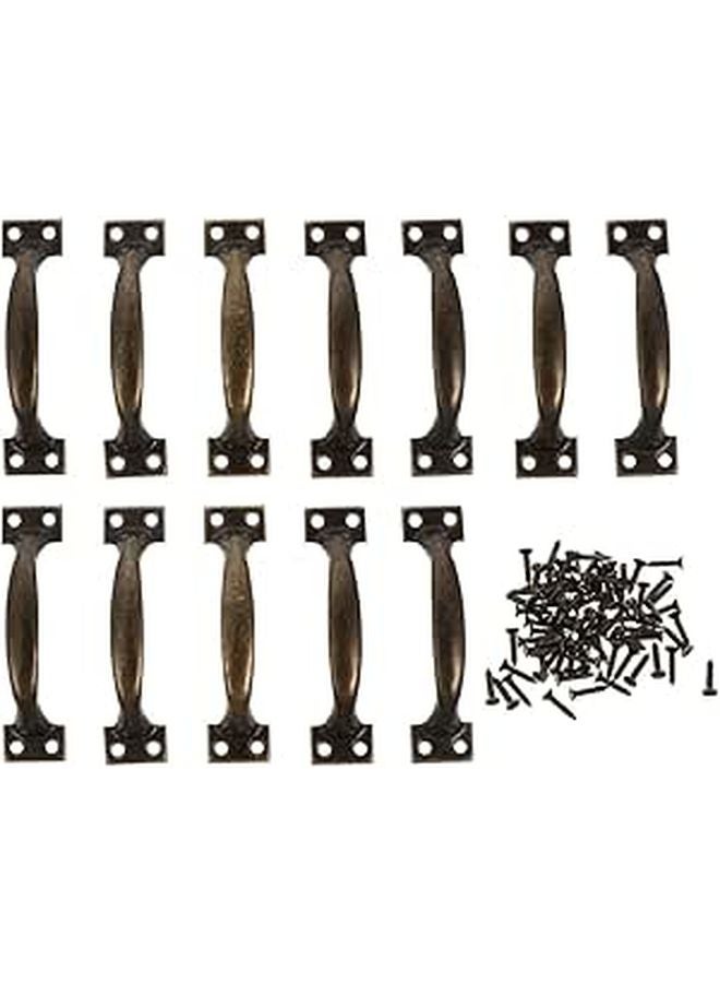 12Pcs 4 Inch Green Bronze Bow Handle Door Pulls Iron Cabinet Drawer Handles Antique Style - Image 1