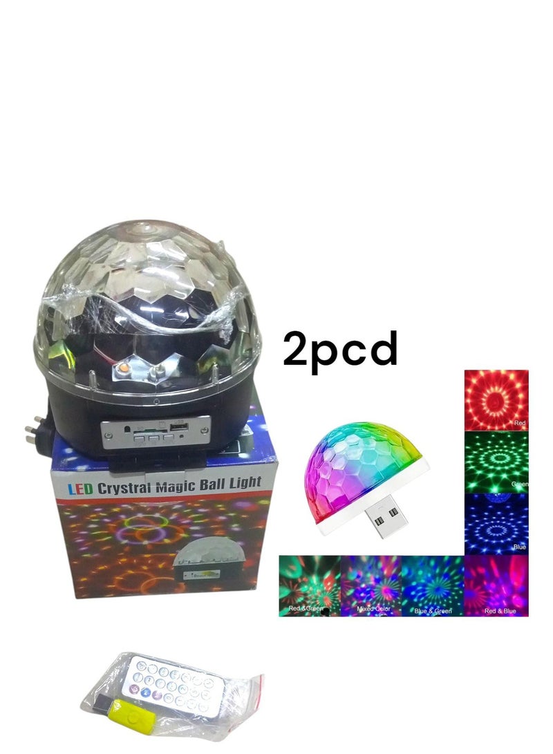 كرة إضاءة ديسكو بجهازِ تحكمٍ عن بعد مع مشغل MP3 أسود / شفاف 7 x 7 x 10سم - Image 2