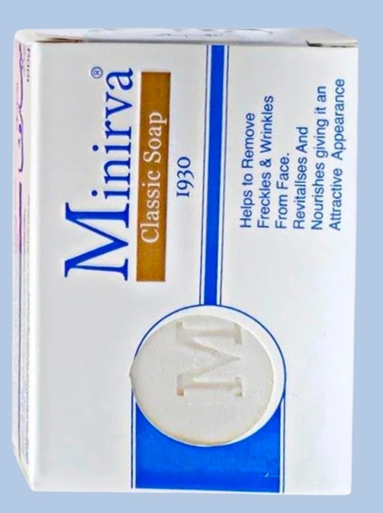 MINIRVA CLASSIC SOAP-HELPS TOREMOVE FRECKLES&WRINKLES FROM FACE.REVITALLSES AVD NOUEISHES GIVING UT AN ATTRACTIVE APPEARANCE - Image 1