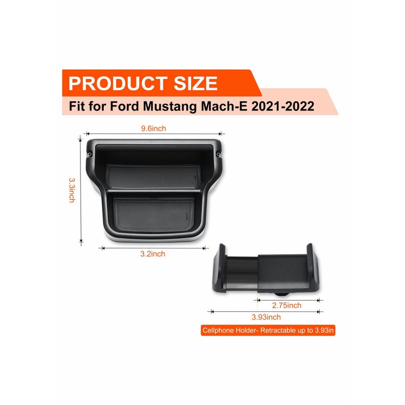 SOLARAE For Ford Mustang Mach-E 2021 2022, Center Console Dash Storage Tray Organizer with Cellphone Holder Inserts Dashboard Storage Box Accessories - Image 2