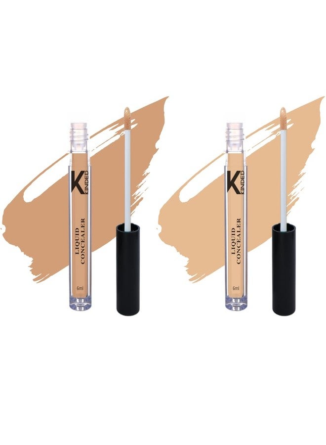 KINDED Liquid Concealer Full Coverage Colour Corrector Contour Waterproof HD Pro Master Series for Dry & Oily Skin Dark Circles & Spots (Creamy Matte, Biscuit Beige & Go Natural Combo, 6 ml each) - Image 1