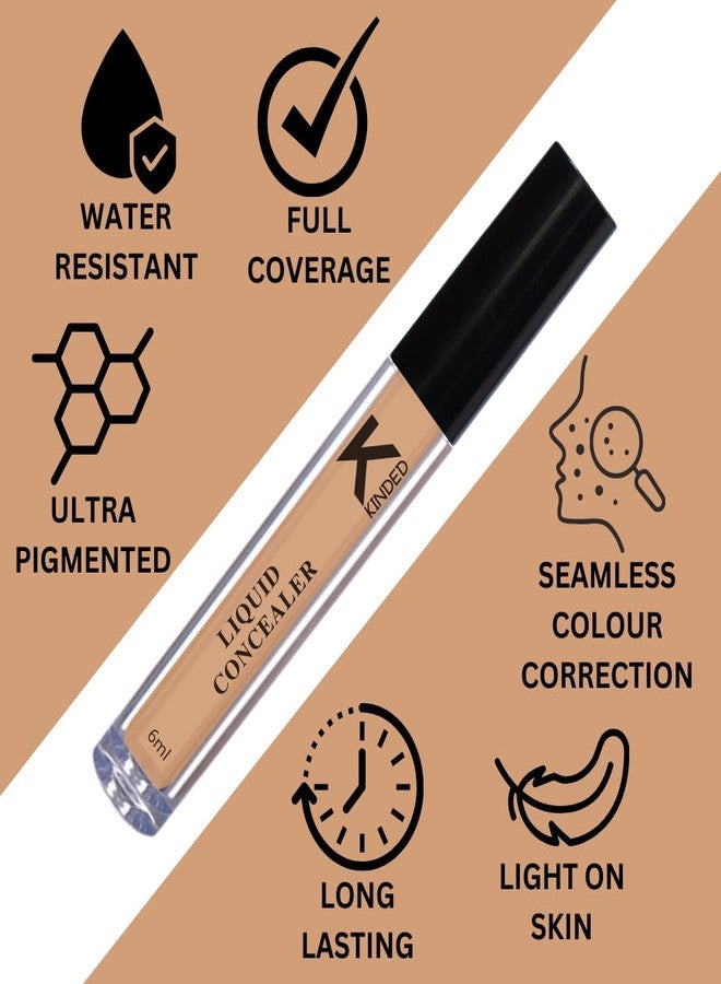 KINDED Liquid Concealer Full Coverage Colour Corrector Contour Waterproof HD Pro Master Series for Dry & Oily Skin Dark Circles & Spots (Creamy Matte, Biscuit Beige & Go Natural Combo, 6 ml each) - Image 3