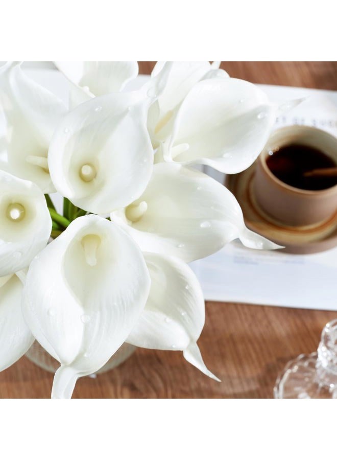 AWARDSEN Artificial Calla Lily 12Pcs White Real Touch Faux Flowers for Wedding Bouquet, Bride Bridal Shower, Spring Home Kitchen Table Decor, Fake Lilies for Centerpieces, Party Decorations - Image 3