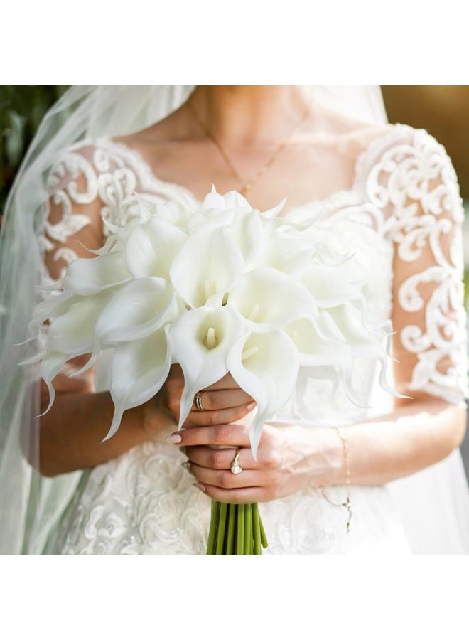 AWARDSEN Artificial Calla Lily 12Pcs White Real Touch Faux Flowers for Wedding Bouquet, Bride Bridal Shower, Spring Home Kitchen Table Decor, Fake Lilies for Centerpieces, Party Decorations - Image 5