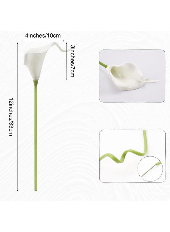 AWARDSEN Artificial Calla Lily 12Pcs White Real Touch Faux Flowers for Wedding Bouquet, Bride Bridal Shower, Spring Home Kitchen Table Decor, Fake Lilies for Centerpieces, Party Decorations - Image 2