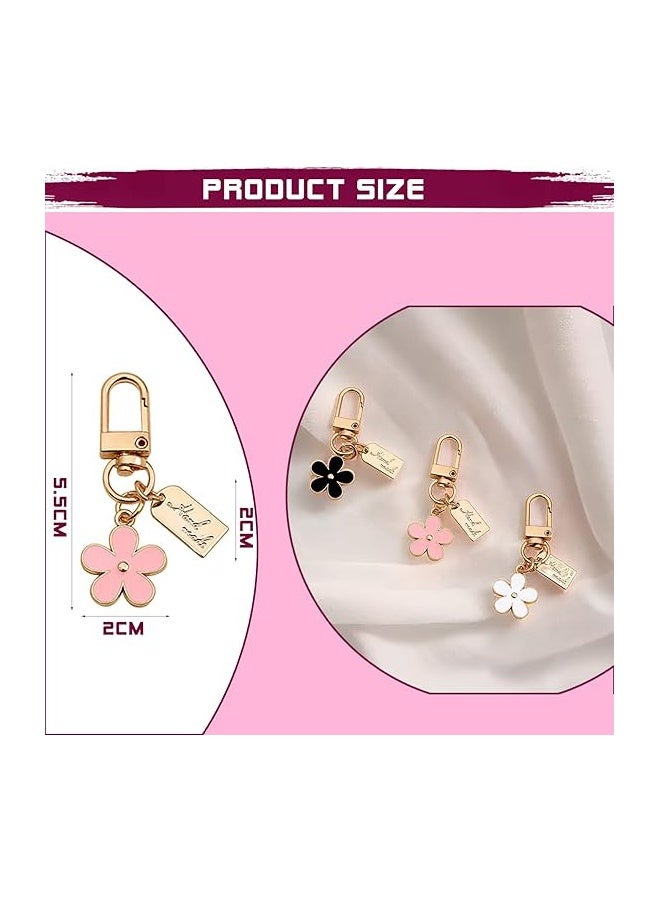 واي جيه 3 حزمة من سلاسل مفاتيح الزهور للنساء زهرة حقيبة اليد سحر المفتاحين مينا سلسلة المفاتيح، والإكسسوارات اللطيفة للفتيات حقيبة الظهر، مفتاح السيارة، حقيبة اليد، محفظة - Image 2