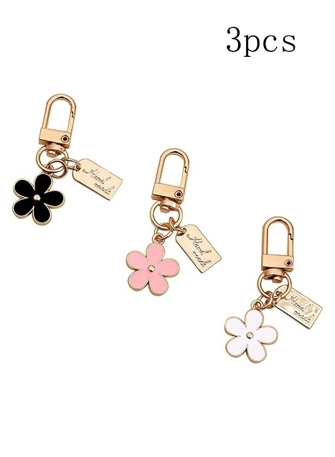واي جيه 3 حزمة من سلاسل مفاتيح الزهور للنساء زهرة حقيبة اليد سحر المفتاحين مينا سلسلة المفاتيح، والإكسسوارات اللطيفة للفتيات حقيبة الظهر، مفتاح السيارة، حقيبة اليد، محفظة - Image 1