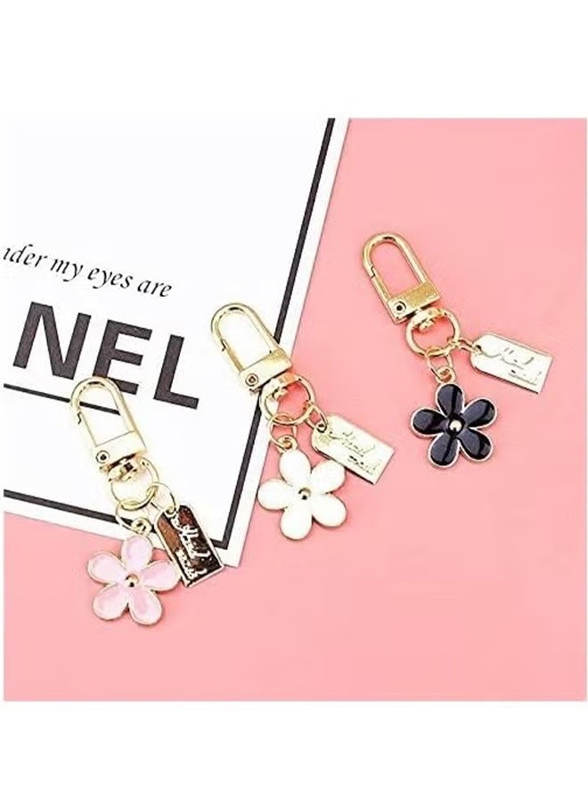 واي جيه 3 حزمة من سلاسل مفاتيح الزهور للنساء زهرة حقيبة اليد سحر المفتاحين مينا سلسلة المفاتيح، والإكسسوارات اللطيفة للفتيات حقيبة الظهر، مفتاح السيارة، حقيبة اليد، محفظة - Image 3