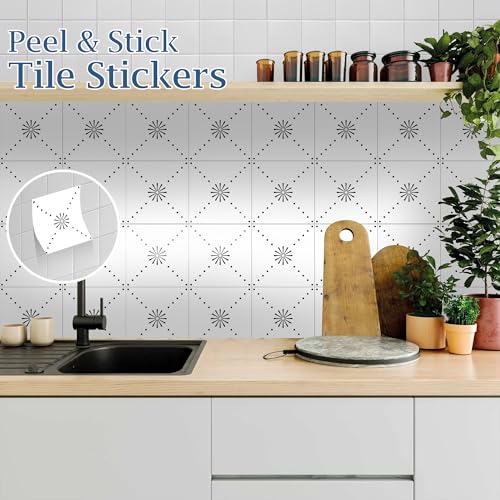 SVNOOC Peel & Stick Wall Tile Stickers 12 PCS Backsplash Self Adhesive 6" x 6", Decorative Wall Stickers for Kitchen Bathroom Tile Decals Waterproof Removable (Black) - Image 2