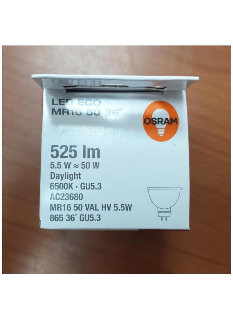 Osram Osram LED Eco Spotlight MR16, 6500k,OS-LEDV-MR16-5.5W-DL  (Pack of 10)  - Image 3