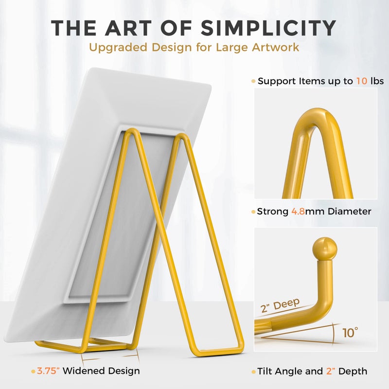 TRLife TR-LIFE 8 Inch Large Plate Stands for Display - Metal Plate Holder Display Stand + Frame Holder Stand for Picture, Decorative Plate, Platter, Plaques, Book, Photo Easel Tabletop (Gold 2 Pack) - Image 2