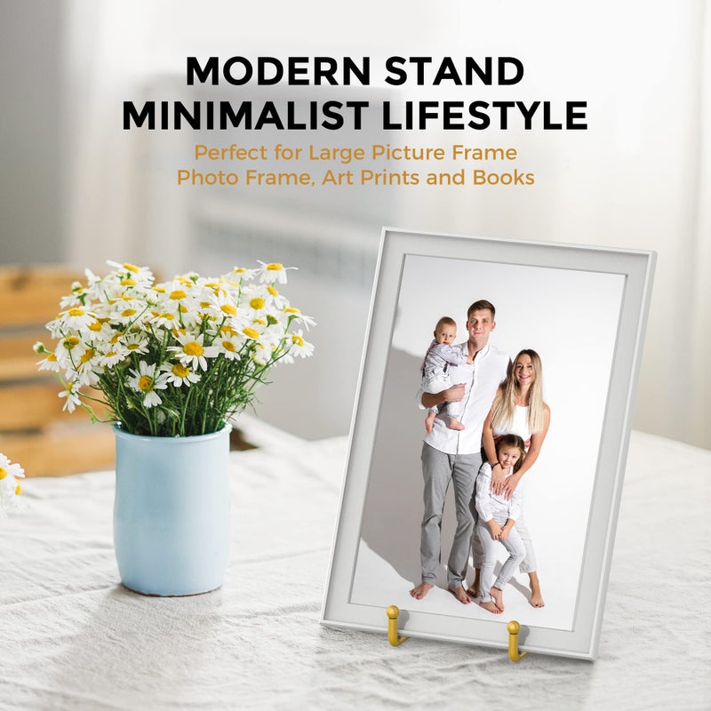 TRLife TR-LIFE 8 Inch Large Plate Stands for Display - Metal Plate Holder Display Stand + Frame Holder Stand for Picture, Decorative Plate, Platter, Plaques, Book, Photo Easel Tabletop (Gold 2 Pack) - Image 5