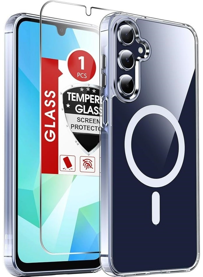 WAIKIL Samsung Galaxy S25 Transparent Case With Hd Tempered Glass Screen Protector, Phone Case, Soft Silicone Edge & Shockproof Pc For Samsung Galaxy S25 6.2 Inch Shockproof Anti-Abrasion Anti-Drop Anti-Fingerprint Design - Image 1