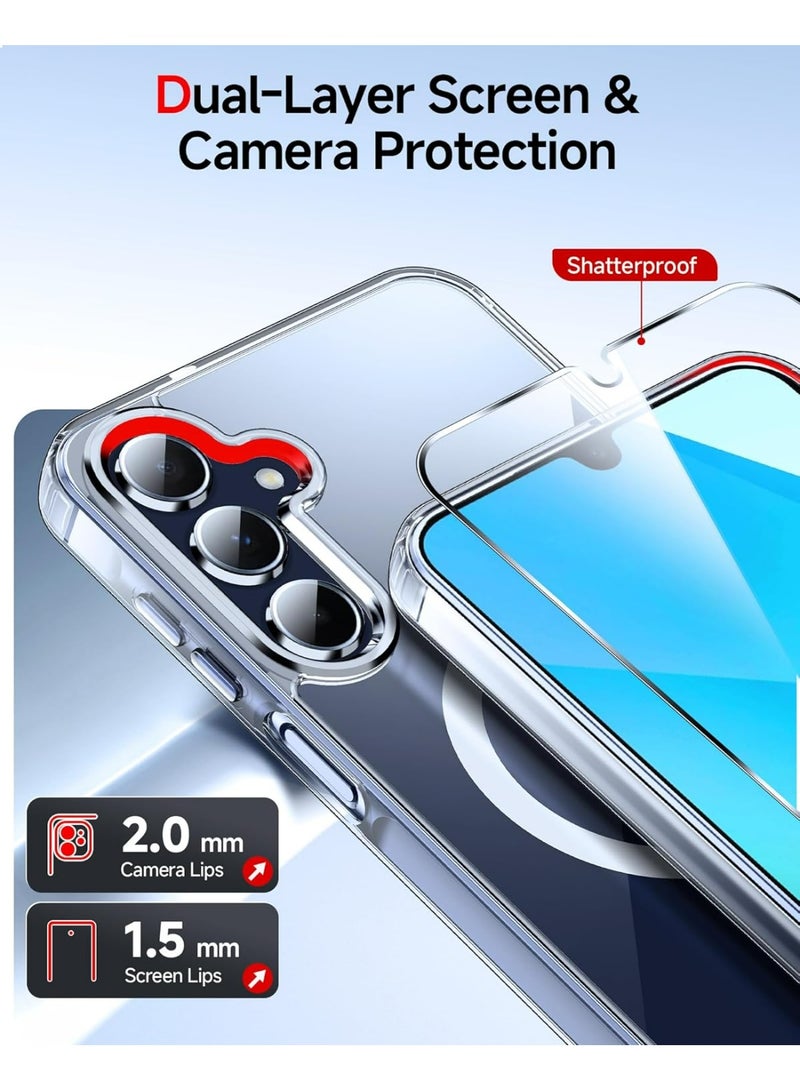 WAIKIL Samsung Galaxy S25 Transparent Case With Hd Tempered Glass Screen Protector, Phone Case, Soft Silicone Edge & Shockproof Pc For Samsung Galaxy S25 6.2 Inch Shockproof Anti-Abrasion Anti-Drop Anti-Fingerprint Design - Image 4
