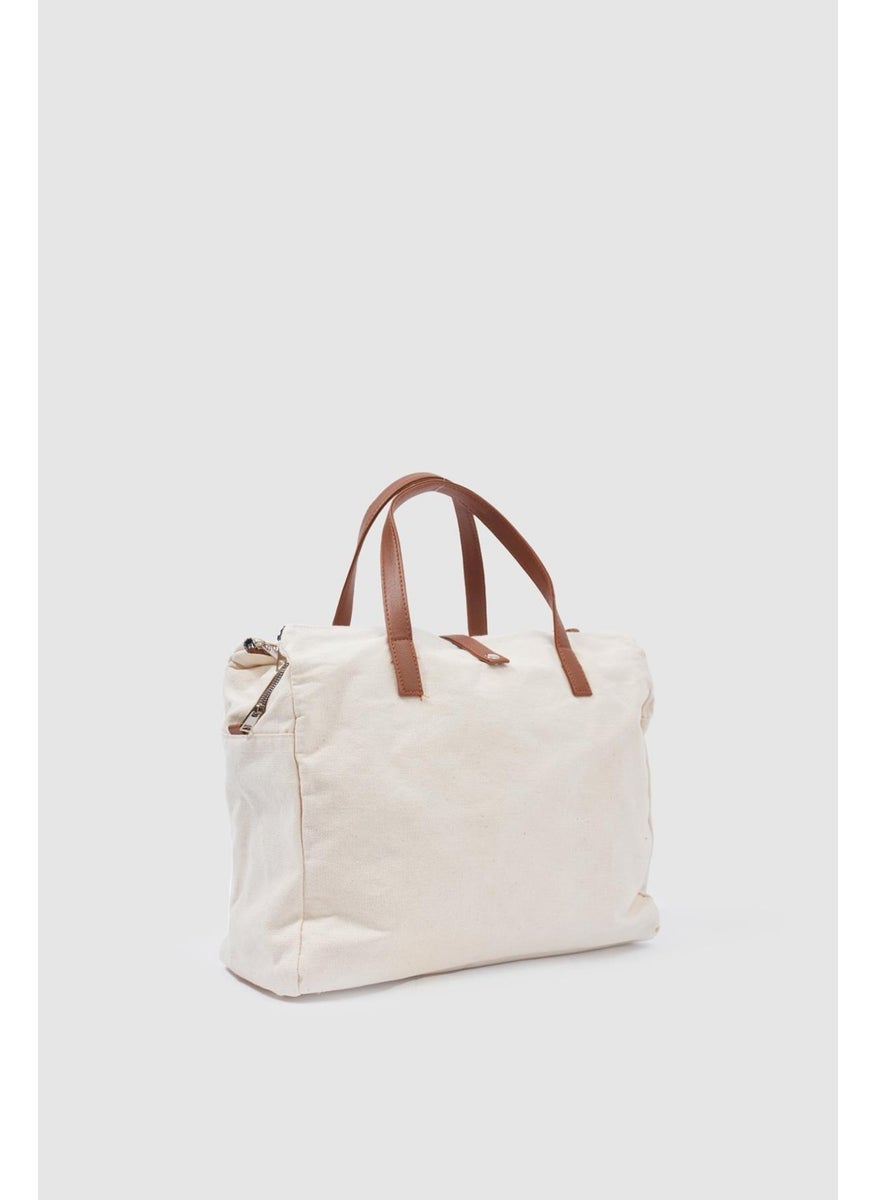 Shule Bags Organic Linen Fabric Shopper Bag Leon Tan  - Image 4