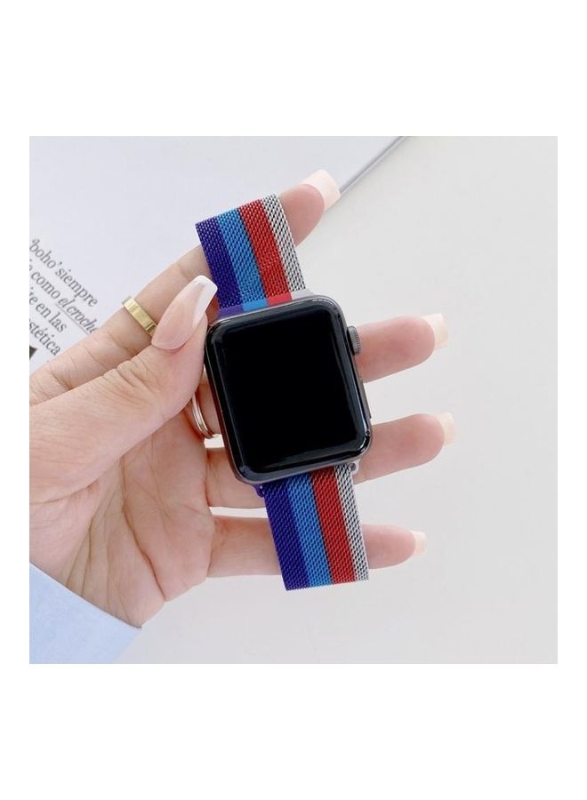 نيبمينينت سوار بديل ميلانيز بأربعة ألوان لساعة أبل سيريس 7/6/SE/5/4/3/2/1 مقاس 38/40/41 مم أرجواني/ أزرق/ أحمر/ فضي - Image 1