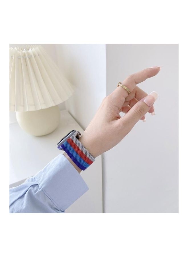 نيبمينينت سوار بديل ميلانيز بأربعة ألوان لساعة أبل سيريس 7/6/SE/5/4/3/2/1 مقاس 38/40/41 مم أرجواني/ أزرق/ أحمر/ فضي - Image 3