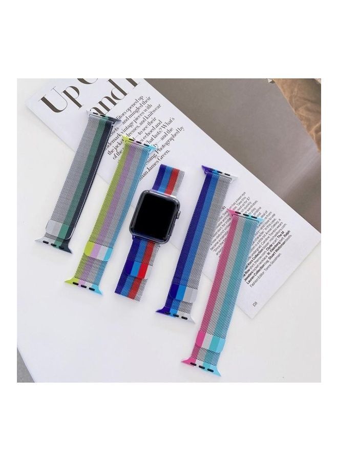 نيبمينينت سوار بديل ميلانيز بأربعة ألوان لساعة أبل سيريس 7/6/SE/5/4/3/2/1 مقاس 38/40/41 مم أرجواني/ أزرق/ أحمر/ فضي - Image 4