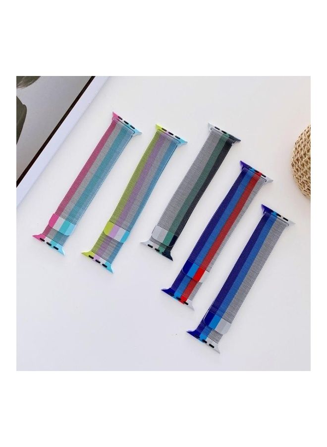 نيبمينينت سوار بديل ميلانيز بأربعة ألوان لساعة أبل سيريس 7/6/SE/5/4/3/2/1 مقاس 38/40/41 مم أرجواني/ أزرق/ أحمر/ فضي - Image 2