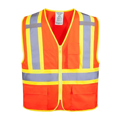 KAYGO Safety Vest with Pockets - High Visibility Reflective Vest ANSI Class 2 Construction Vest (Type R, Not FR) KG0100 (XL, Orange, 1 Pcs) - Image 1