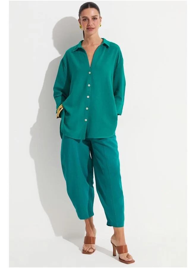 جون June Loose Cut Shirt Emerald