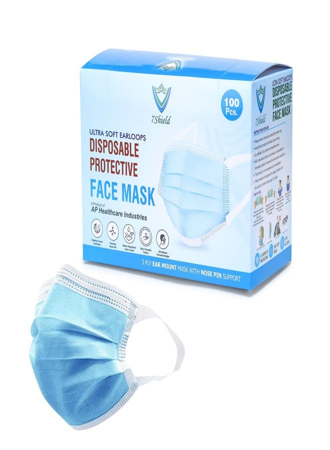 7Shield Disposable Surgical 3Ply Unisex Mask - Ultra Soft Fabric Wide Ear Loop, Comfortable, Inbuilt Plastic Coated Nose Pin, CE and ISO Certified, Convenient Box Pack (Blue-400 pcs) - Image 1