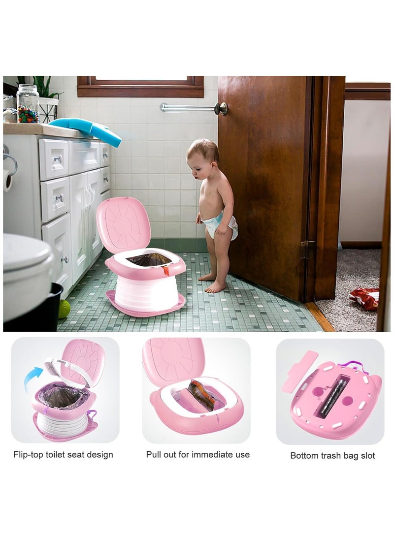 NANAO Portable Potty Training Seat for Toddler Travel,Toilet Potty Chair Potty Training Toilet Seat with Storage Bag Emergency Folding Toilet Toddler Travel Potty Seat Home Car Camping Use (Pink) - Image 5