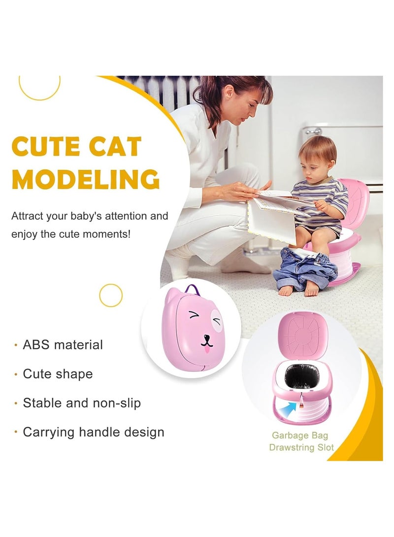 NANAO Portable Potty Training Seat for Toddler Travel,Toilet Potty Chair Potty Training Toilet Seat with Storage Bag Emergency Folding Toilet Toddler Travel Potty Seat Home Car Camping Use (Pink) - Image 4