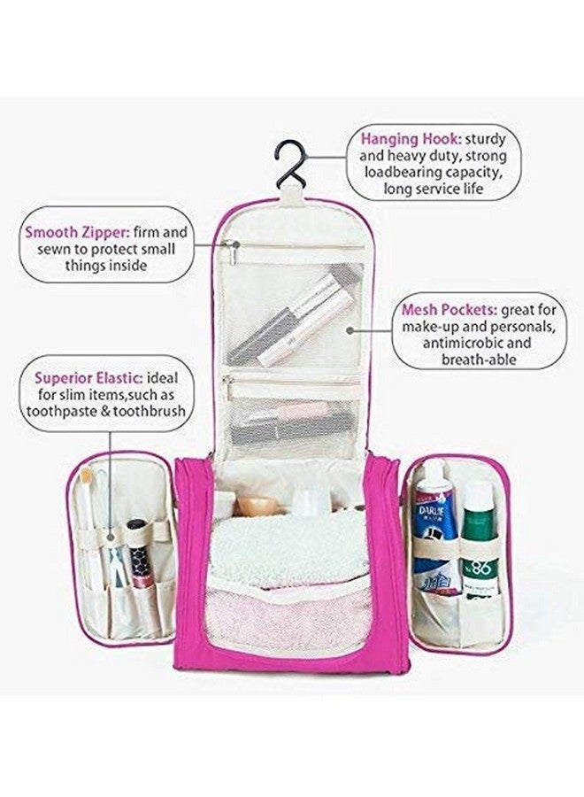 PETRICE Toiletry Bag for Women Makeup Pouch Waterproof Shower Wash Bag Cosmetic Organizer Case Travel Kit Pack with Hook (Pink) 9.1 x 4.1 x 8.1 cm - Image 3
