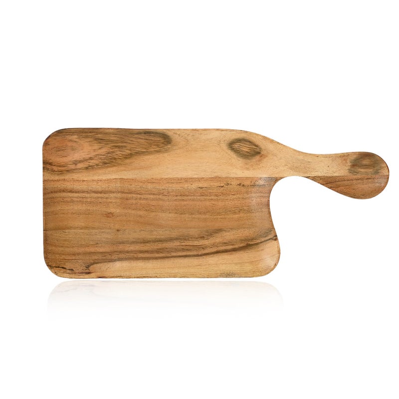 Natriel Premium Acacia Wood Serving Tray Wood Decorative Platter Premium Finish Decorative Sizzler Serving Platter for Cafe Home Kitchen Natural Finish with Extra Support Handle - Image 1