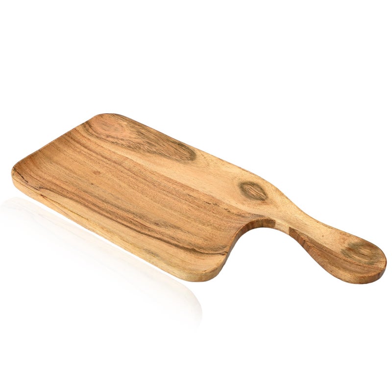 Natriel Premium Acacia Wood Serving Tray Wood Decorative Platter Premium Finish Decorative Sizzler Serving Platter for Cafe Home Kitchen Natural Finish with Extra Support Handle - Image 3