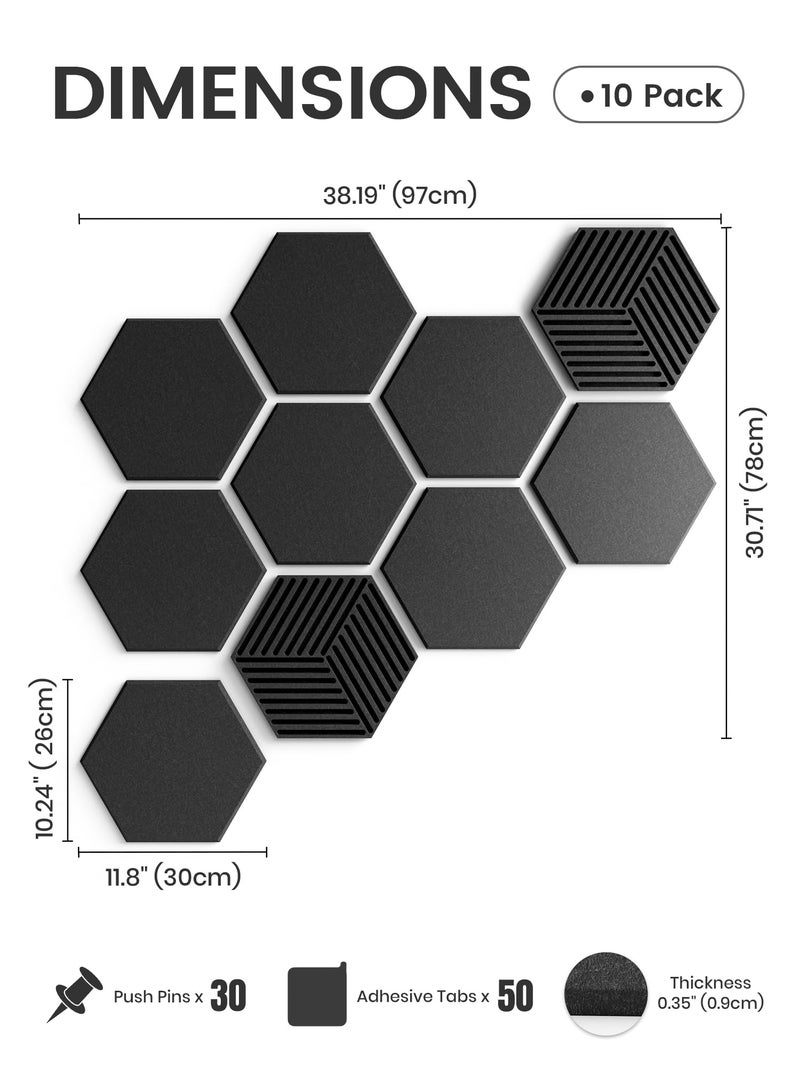 Fluxynara Hexagon Cork Board Alternative for Walls Decor-10-Pack Felt Bulletin Board Tiles,with 30 Pushpins,50 Adhesive Tabs for Office,Classrooms & Home Pin Board Felt Board-Boho - Image 2