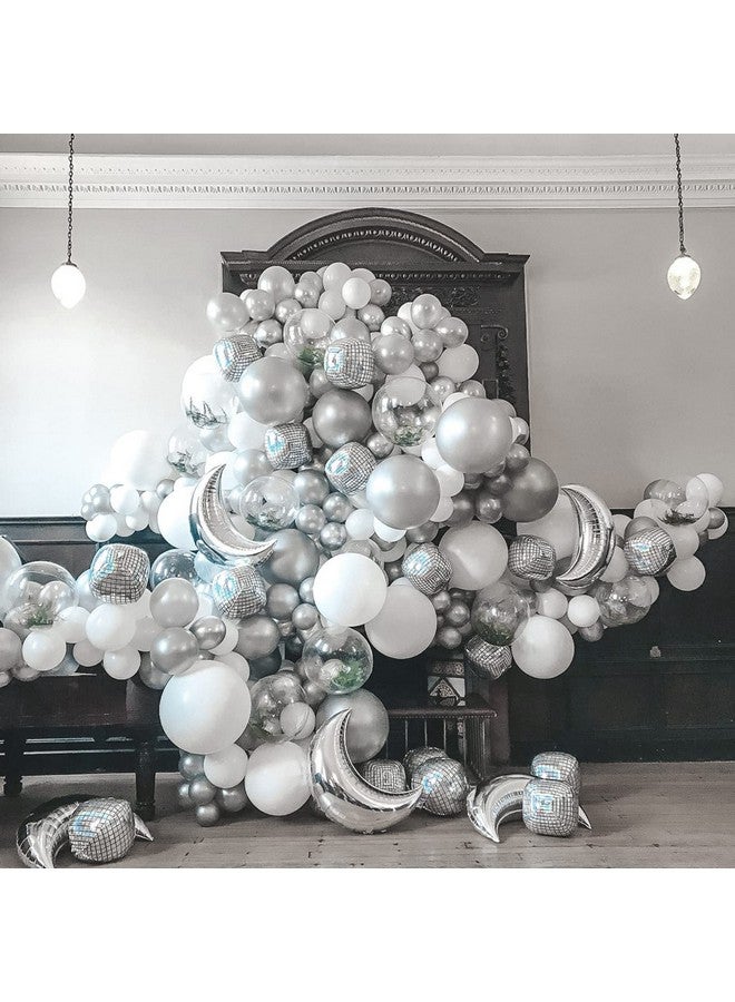 RUBFAC 129pcs Metallic Silver Balloons Latex Balloons Different Sizes 18 12 10 5 Inches Party Balloon Kit for Birthday Party Graduation Wedding Holiday Decoration - Image 4