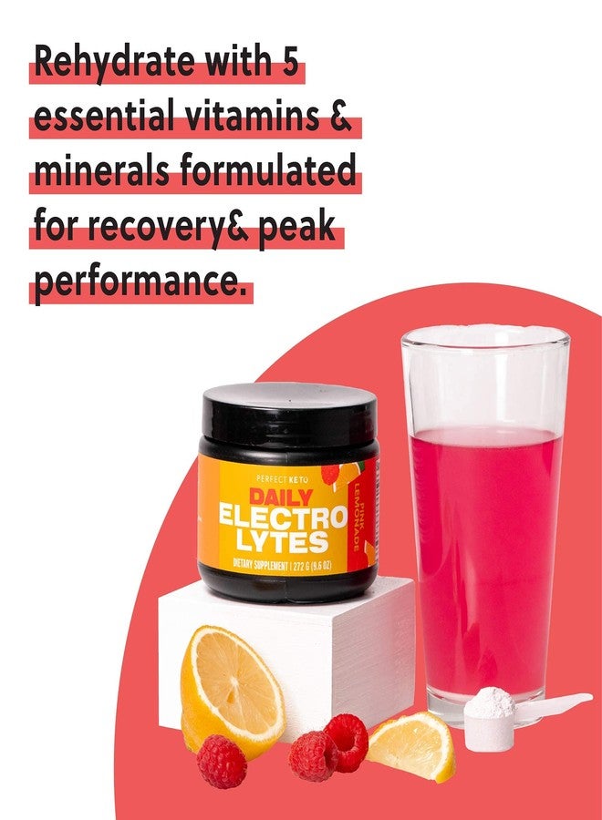 Perfect Keto Electrolytes Powder, Sugar and Gluten Free, Electrolyte Drink Mix, Sodium, Magnesium, Calcium and Potassium Supplement, Hydration, Recovery & Immune Support, Pink Lemonade, 45 Servings - Image 5
