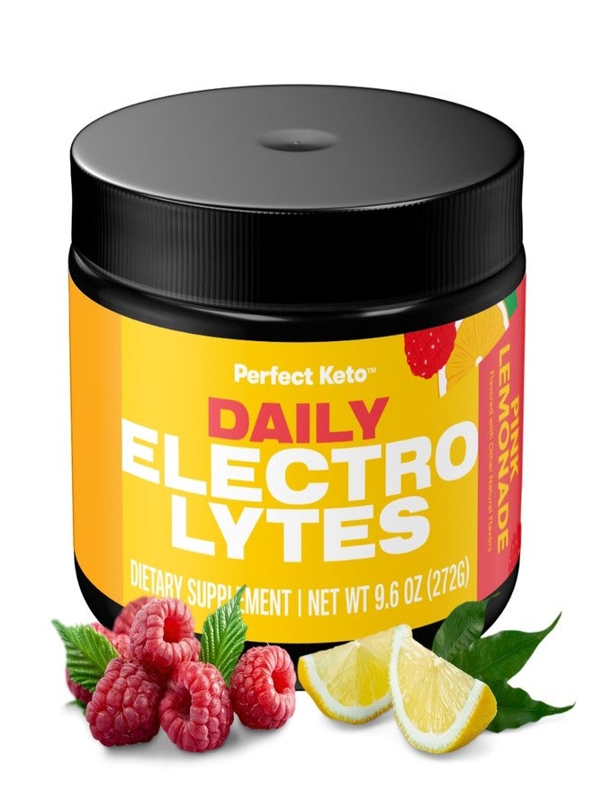 Perfect Keto Electrolytes Powder, Sugar and Gluten Free, Electrolyte Drink Mix, Sodium, Magnesium, Calcium and Potassium Supplement, Hydration, Recovery & Immune Support, Pink Lemonade, 45 Servings - Image 1