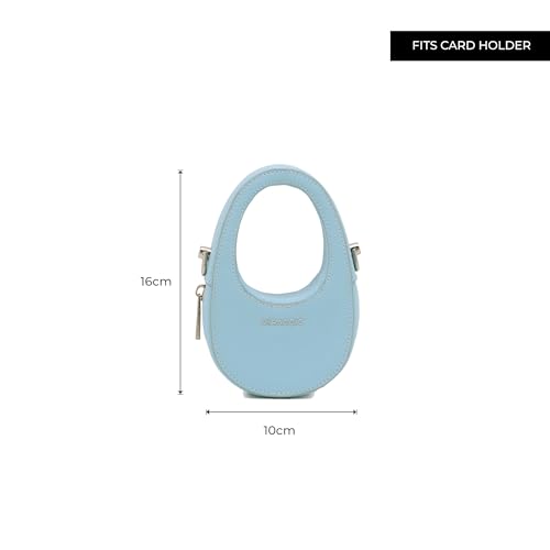 Miraggio Candy Mini Sling Bag With Adjustable & Detachable Strap | Oval Silhouette With Top Handle | Crossbody Bag For Women Casual Holiday Look | Statement Bag For Women (Blue) - Image 3