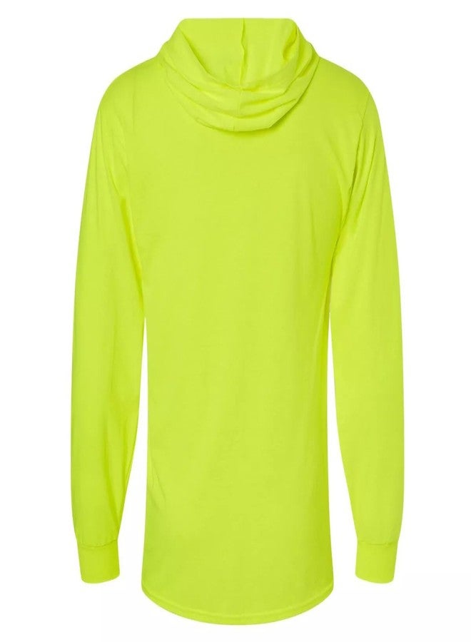 أل آند أم تي شيرت L&M® Hi Vis بأكمام طويلة وغطاء رأس وغطاء للرأس، لون برتقالي ليموني، أمان (مقاس أمريكي، ألفا، كبير جدًا، عادي، عادي، ليموني) - Image 2