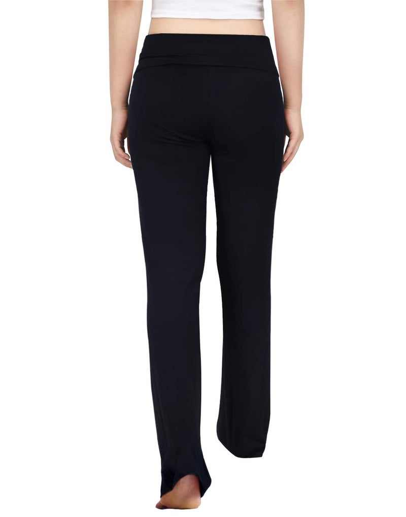 HDE Foldover Athletic Yoga Pants Gym Workout Leggings (Black, Large) - Image 4
