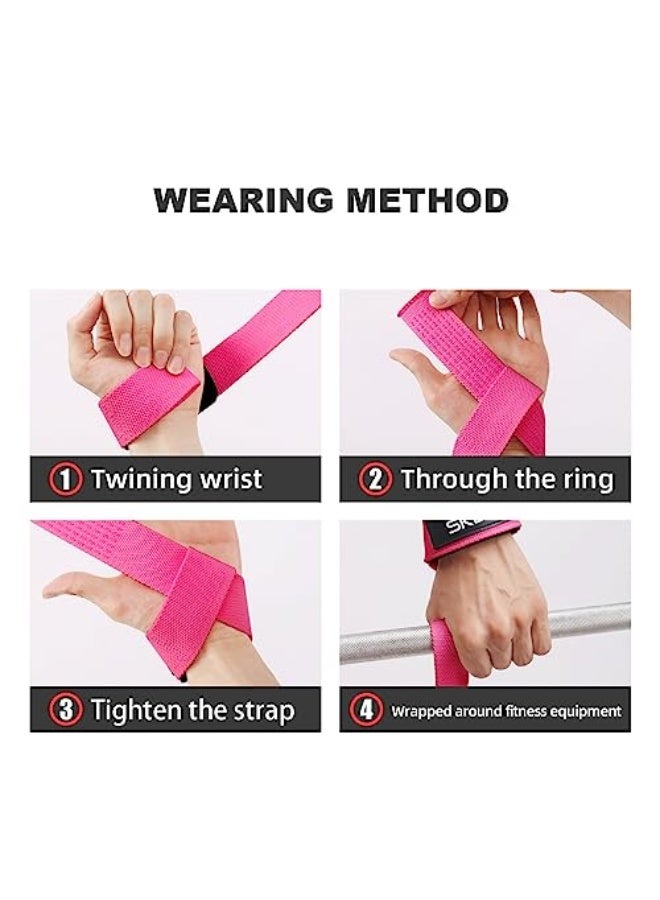SKDK Cotton Hard Pull Wrist Lifting Straps Grips Band-Deadlift Straps with Neoprene Cushioned Wrist Padded and Anti-Skid Silicone - for Weightlifting, Bodybuilding, Xfit, Strength Training - Image 3