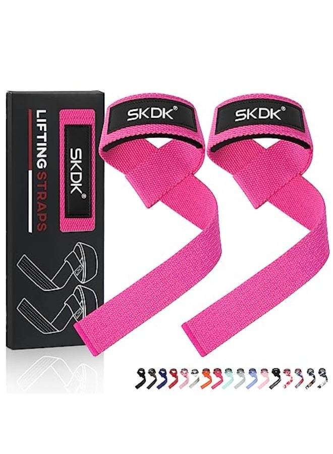 SKDK Cotton Hard Pull Wrist Lifting Straps Grips Band-Deadlift Straps with Neoprene Cushioned Wrist Padded and Anti-Skid Silicone - for Weightlifting, Bodybuilding, Xfit, Strength Training - Image 1