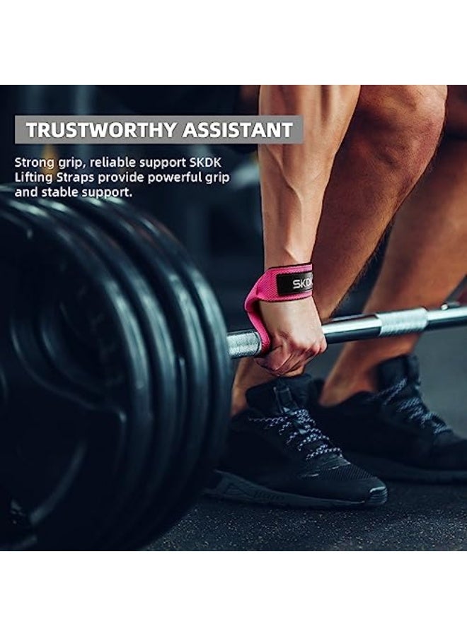 SKDK Cotton Hard Pull Wrist Lifting Straps Grips Band-Deadlift Straps with Neoprene Cushioned Wrist Padded and Anti-Skid Silicone - for Weightlifting, Bodybuilding, Xfit, Strength Training - Image 5