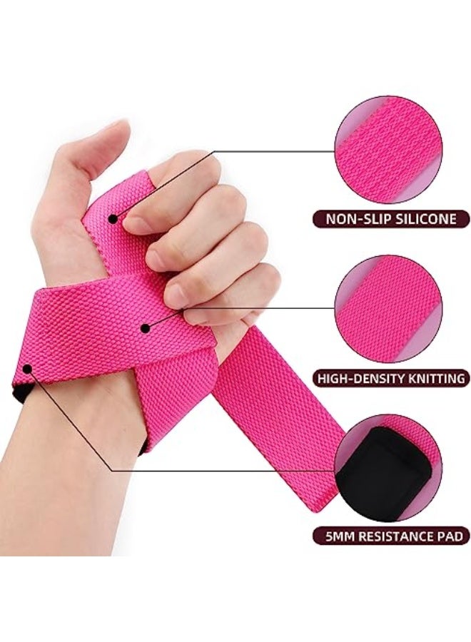 SKDK Cotton Hard Pull Wrist Lifting Straps Grips Band-Deadlift Straps with Neoprene Cushioned Wrist Padded and Anti-Skid Silicone - for Weightlifting, Bodybuilding, Xfit, Strength Training - Image 2