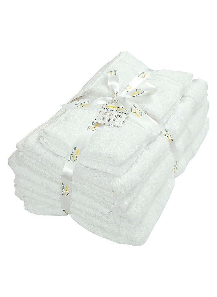 Comfy 8 Piece White Highly Absorbent Combed Cotton 600Gsm Hotel Quality Towel Set - Image 1