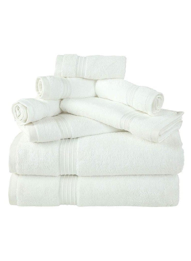 Comfy 8 Piece White Highly Absorbent Combed Cotton 600Gsm Hotel Quality Towel Set - Image 4