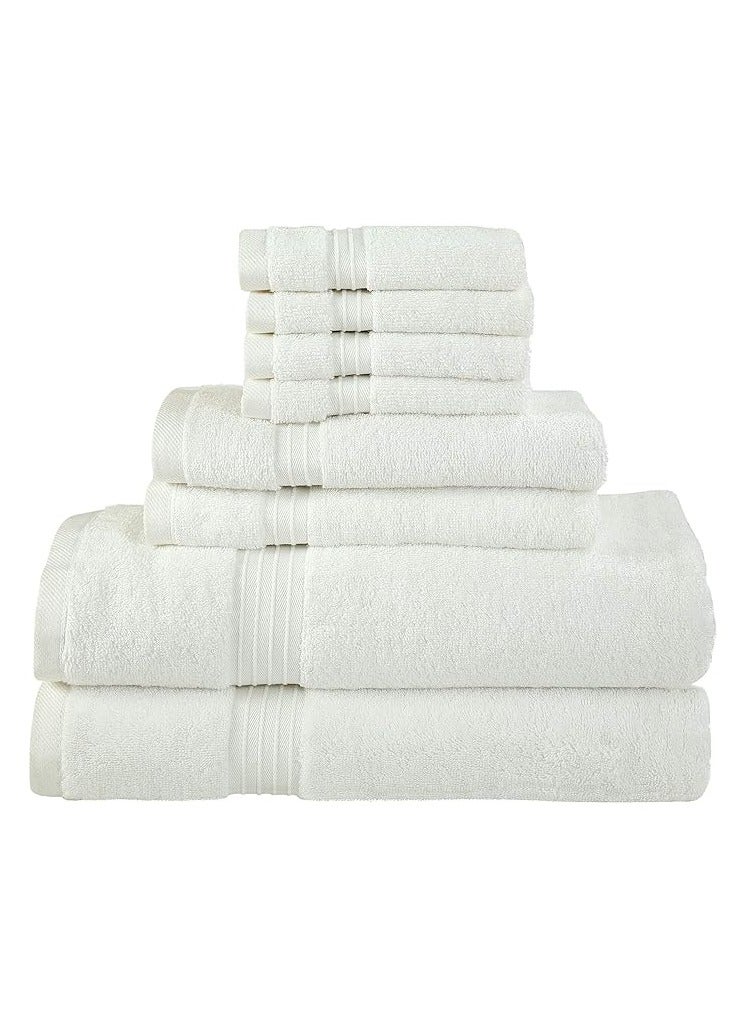 Comfy 8 Piece White Highly Absorbent Combed Cotton 600Gsm Hotel Quality Towel Set - Image 3